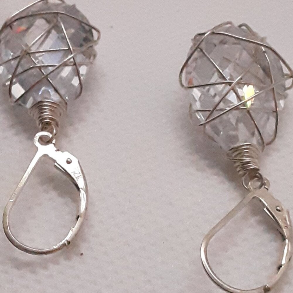 Designer Nina Nyugen -- New sterling silver and wrapped crystal drop earrings - Picture 8 of 10